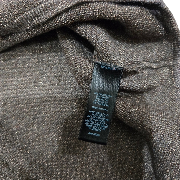 Express Gray With Silver Glitter Tunic Ribbed Uneven Wedge-like Sweater M - Picture 6 of 7